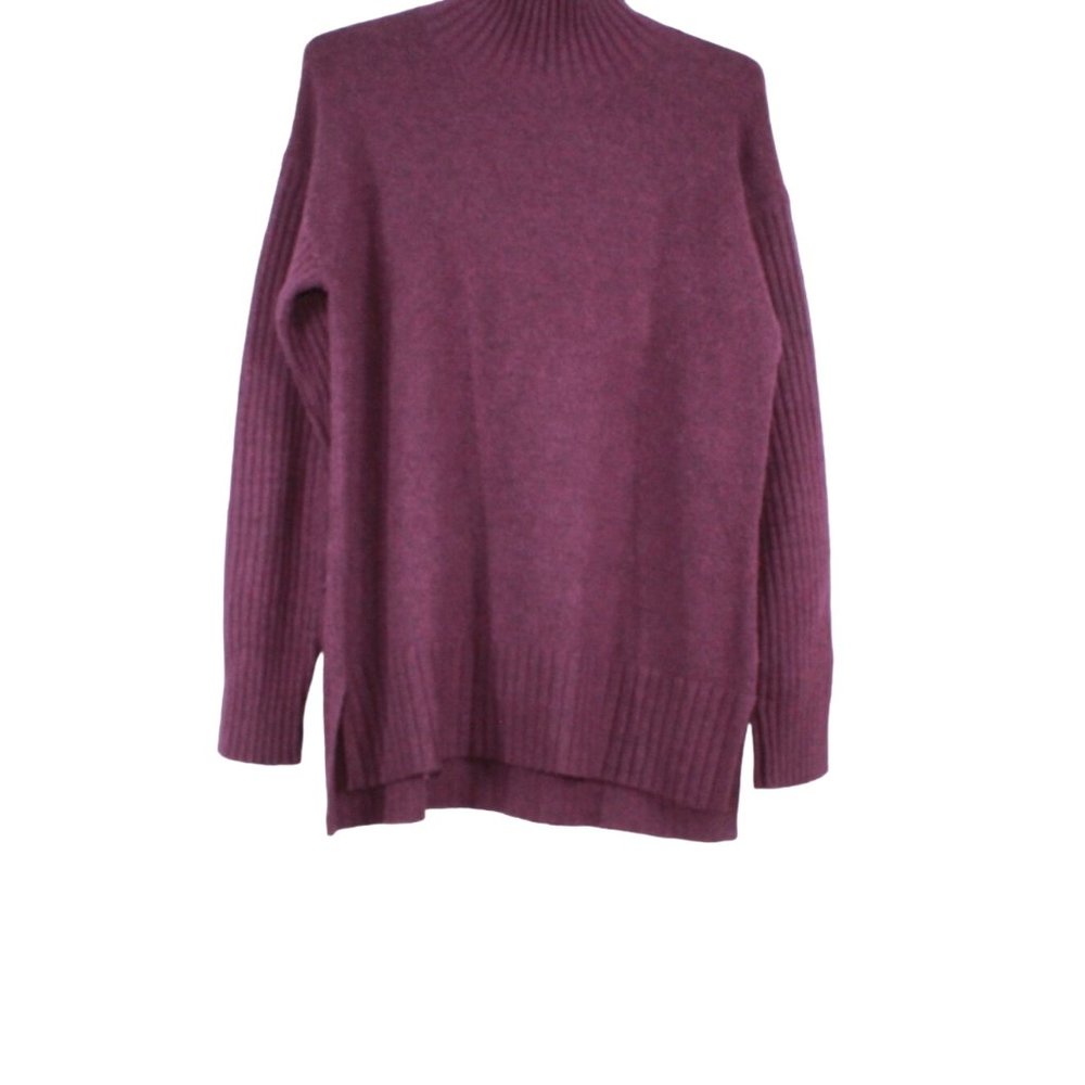 LL Bean The Essential Maroon Turtleneck Wool Blend High Low Sweater M - Picture 2 of 7